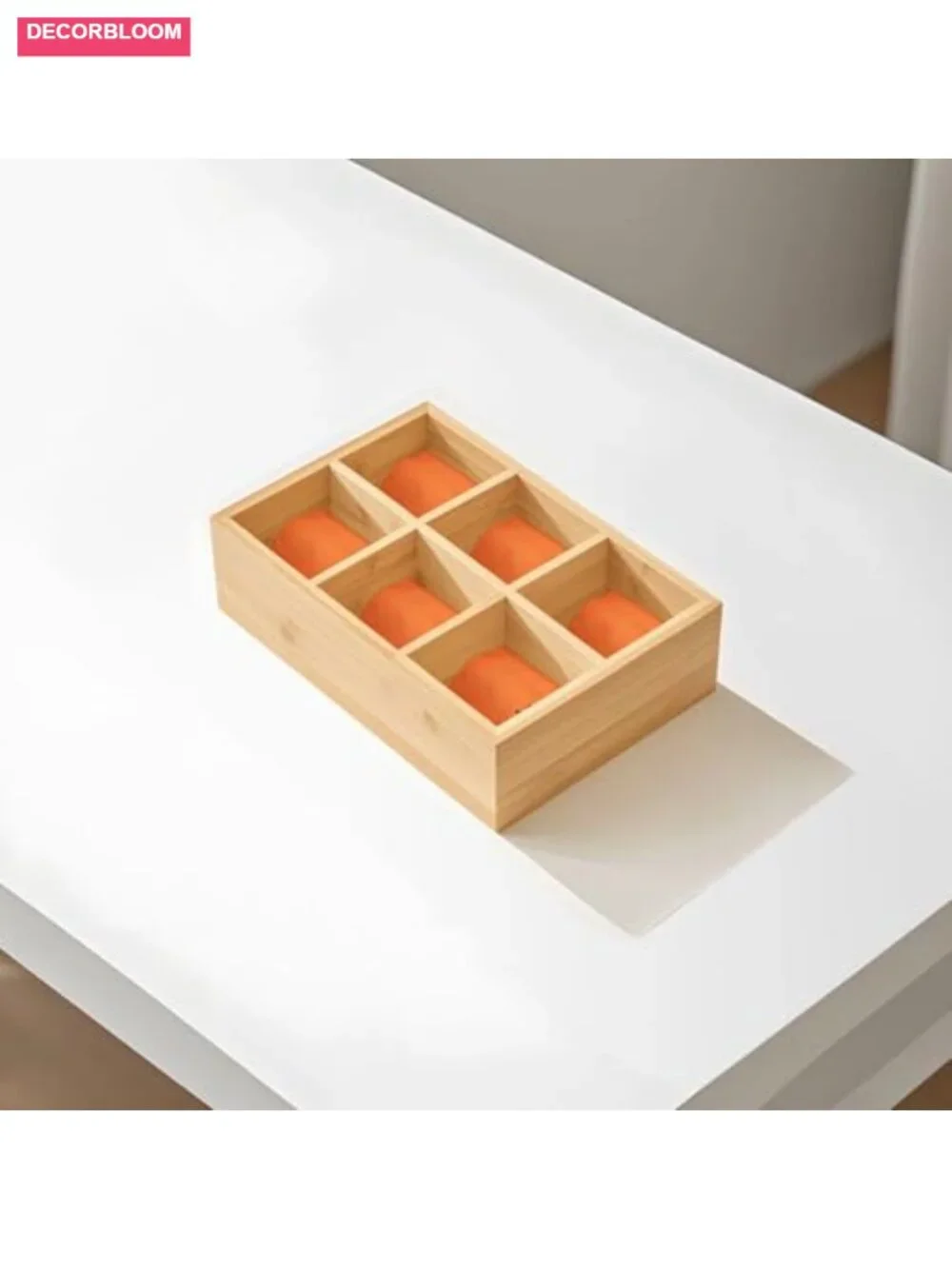 2 Wooden Tea Bag Organizer Boxes, 6 Compartment Storage, Coffee Pods, Sugar